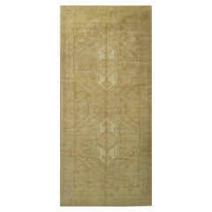 Tapis Oushak Turc Vintage Ivoire Runner 5' X 11'3