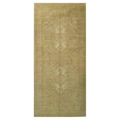 Vintage Ivory Turkish Oushak Rug Runner 5' X 11'3