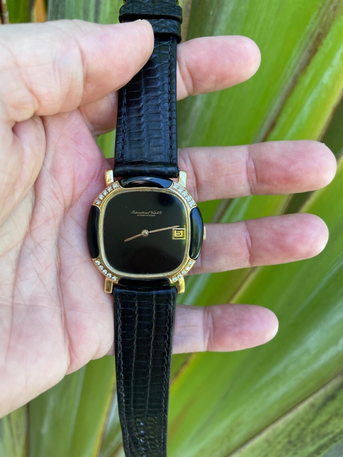 Orologio automatico d'epoca IWC con cassa a cuscino in oro 18k e diamanti 36mm - 3278 in vendita 5