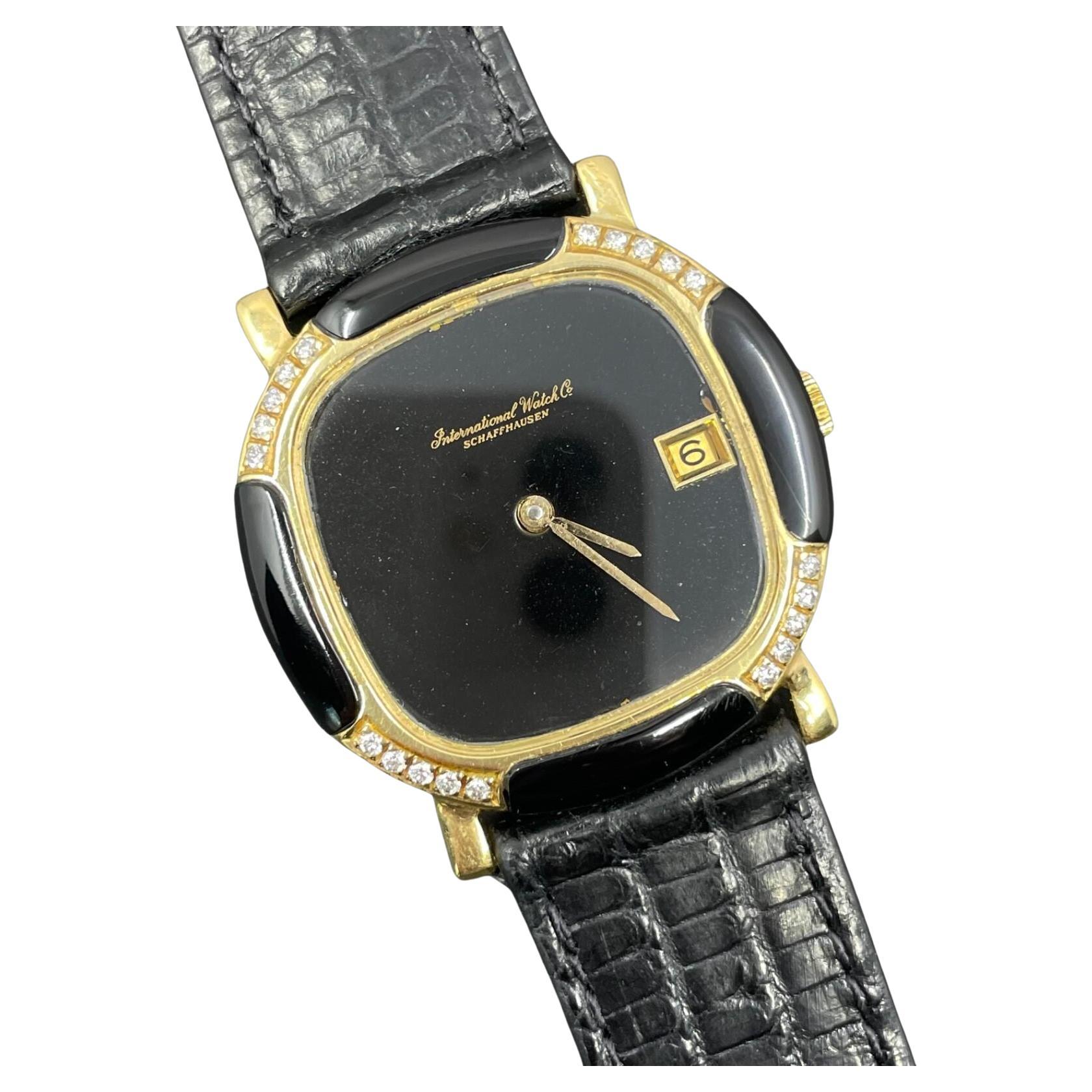 Orologio automatico d'epoca IWC con cassa a cuscino in oro 18k e diamanti 36mm - 3278 in vendita