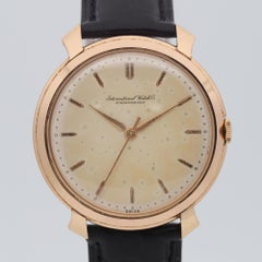 Vintage IWC 18K Rose Gold Off-White Dial Hand Wind Mens Watch