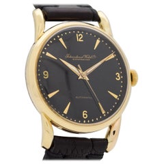 Retro IWC Automatic 18 Karat Yellow Gold Watch with a Black Dial, 1951