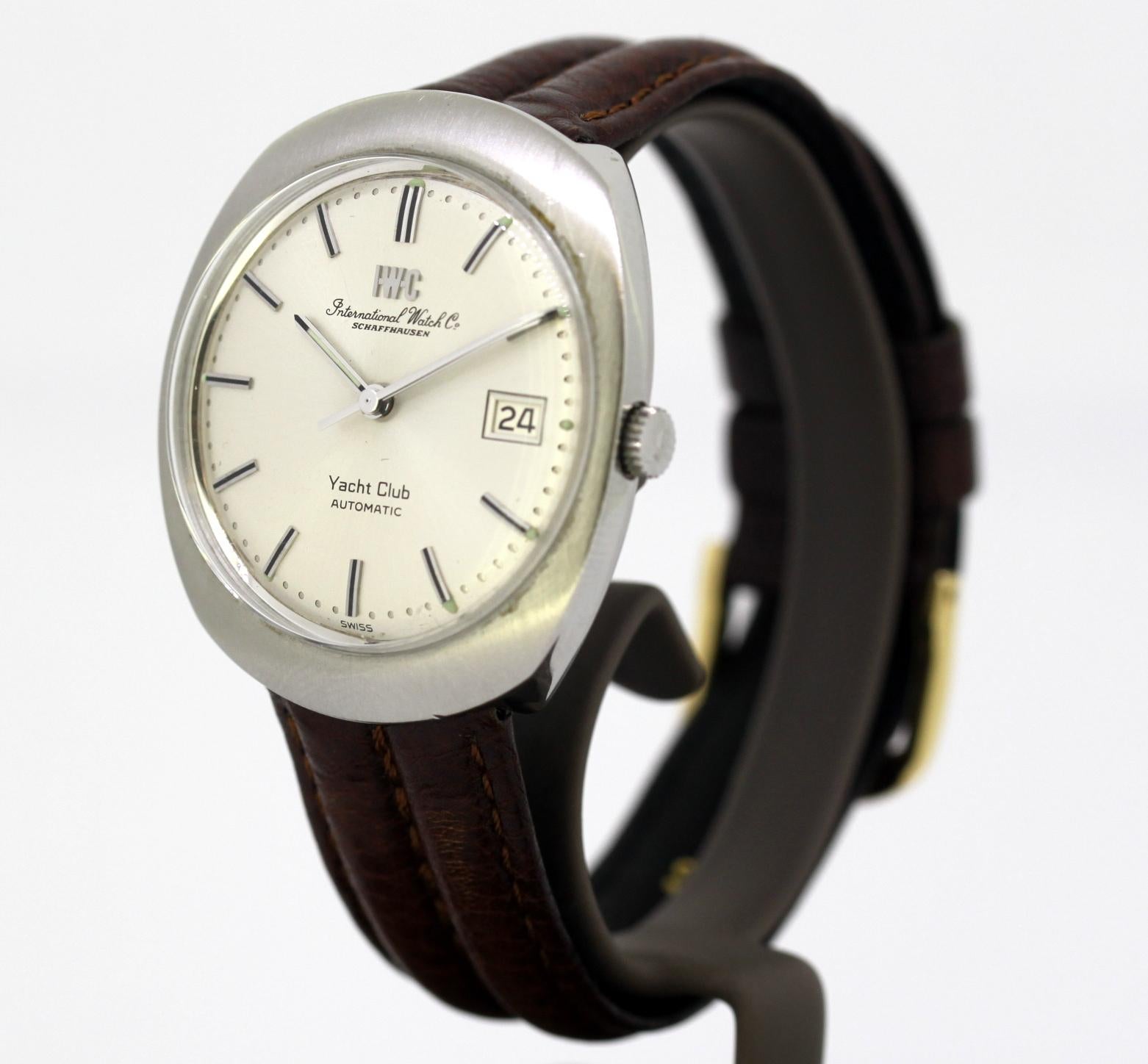 A Vintage IWC automatic Yacht Club gentlemen's wristwatch, Circa 1964

Model: Yacht Club
Case : Stainless Steel
Gender:	Men's
Case size: 36 mm
Movement: Automatic
Watch band material: Genuine Leather Strap
Lens: Plexiglass
Display
