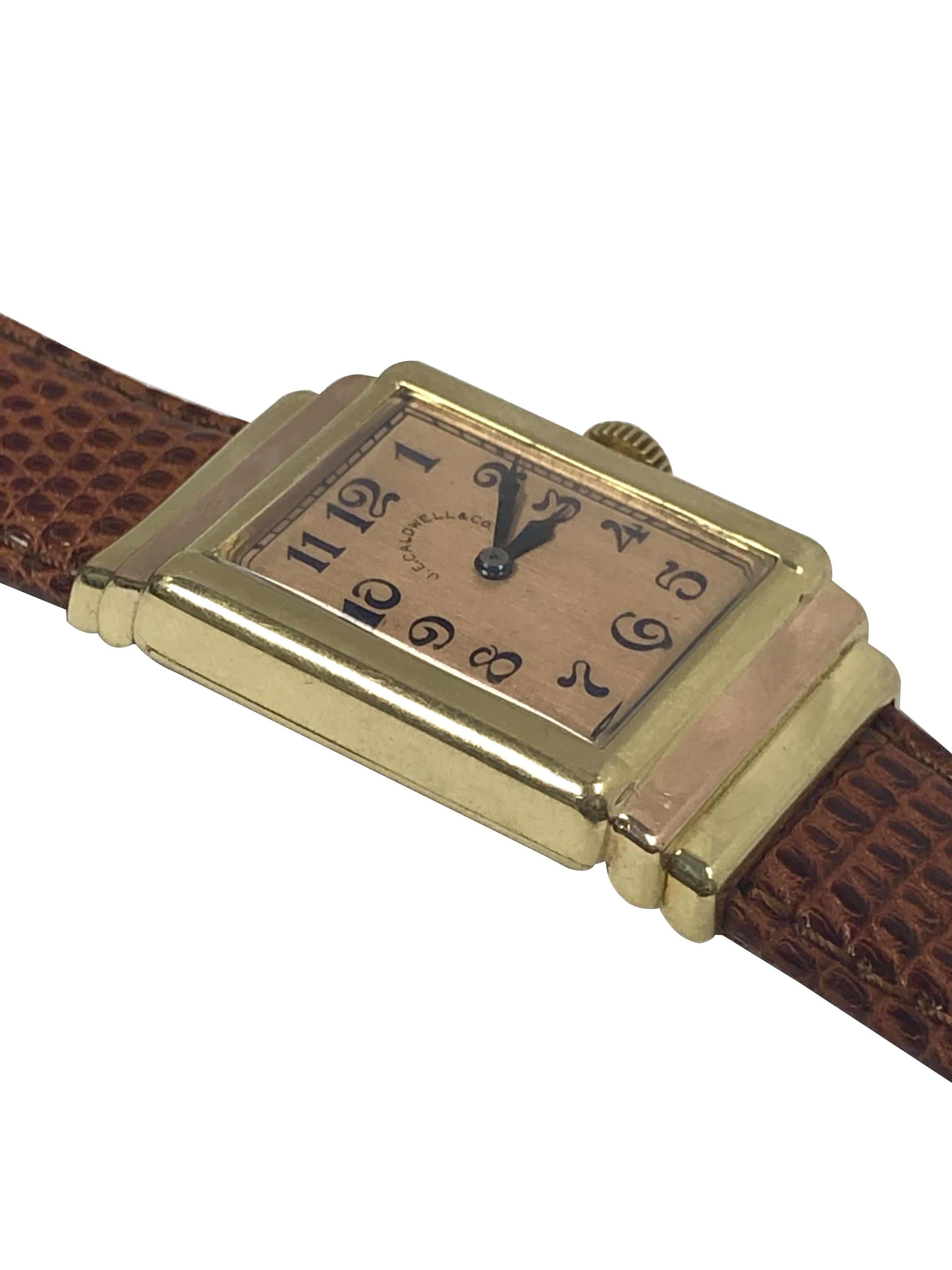 Vintage I.W.C. pour J.E. Montre-bracelet mécanique Greene & Greene Greene Excellent état - En vente à Chicago, IL