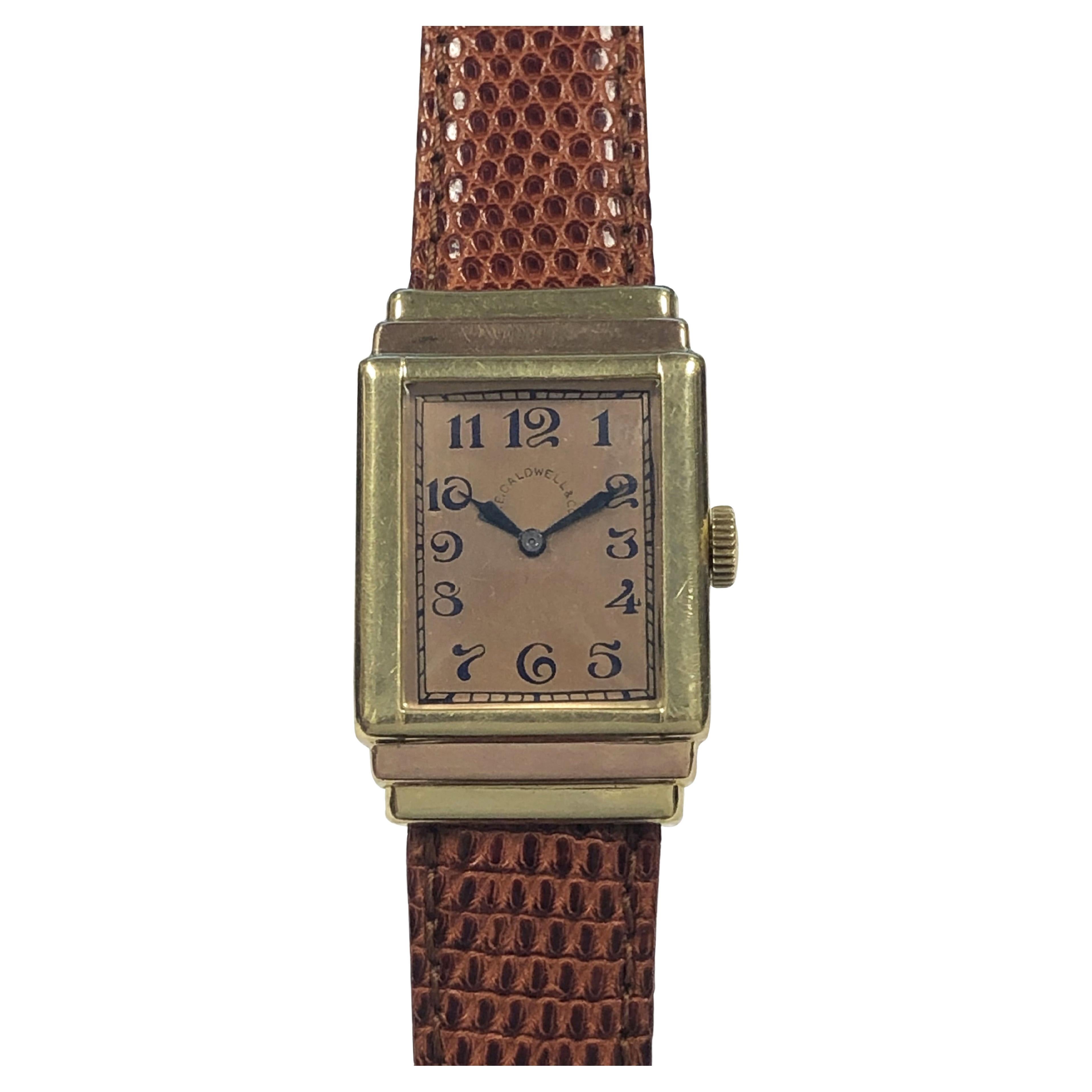Vintage I.W.C. for J.E. Caldwell Green and Rose Gold Mechanical Wrist Watch For Sale