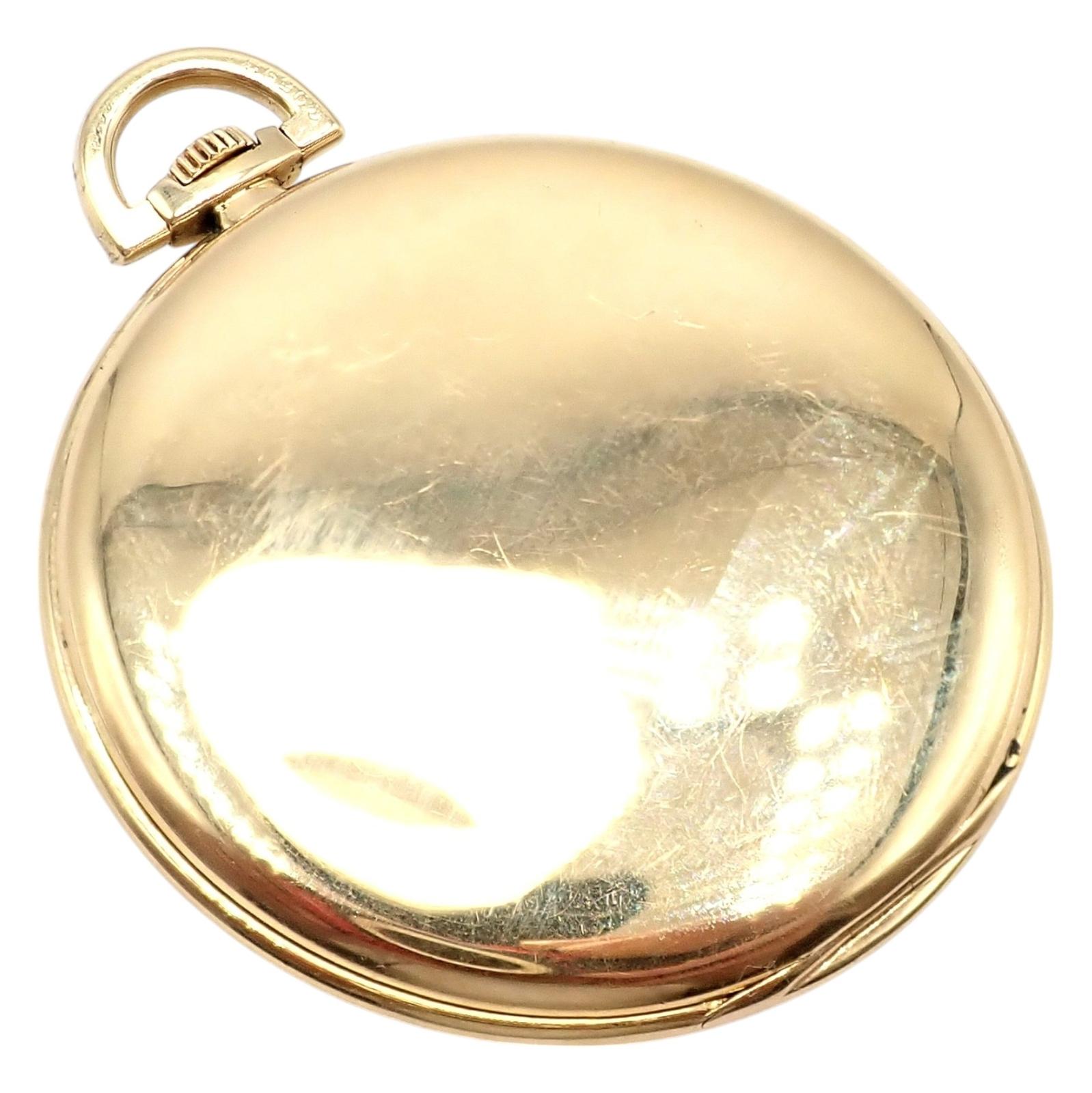 Vintage IWC International Watch Co Cartier Thin Yellow Gold Pocket Watch For Sale 6
