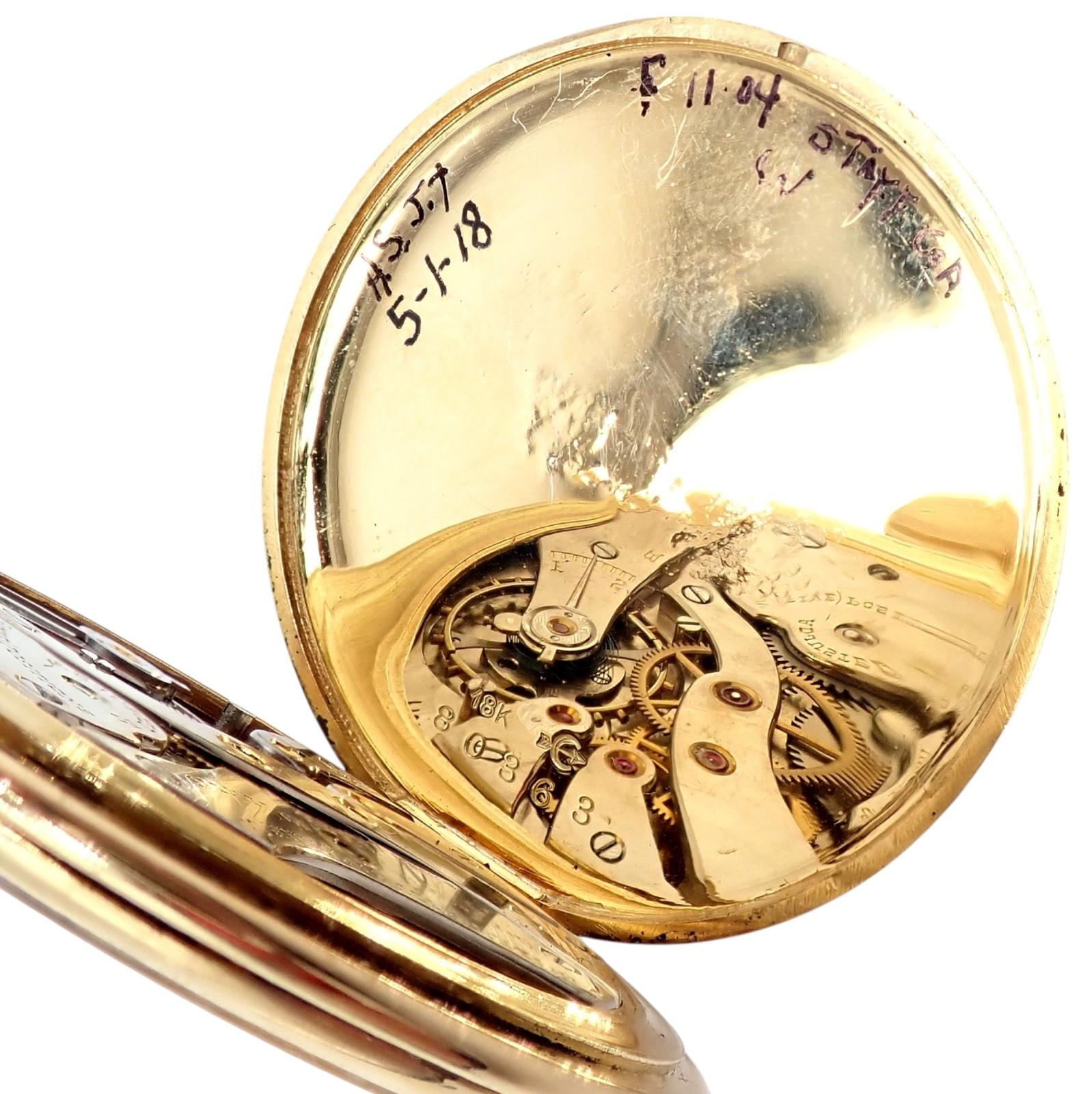 Vintage IWC International Watch Co Cartier Thin Yellow Gold Pocket Watch For Sale 7