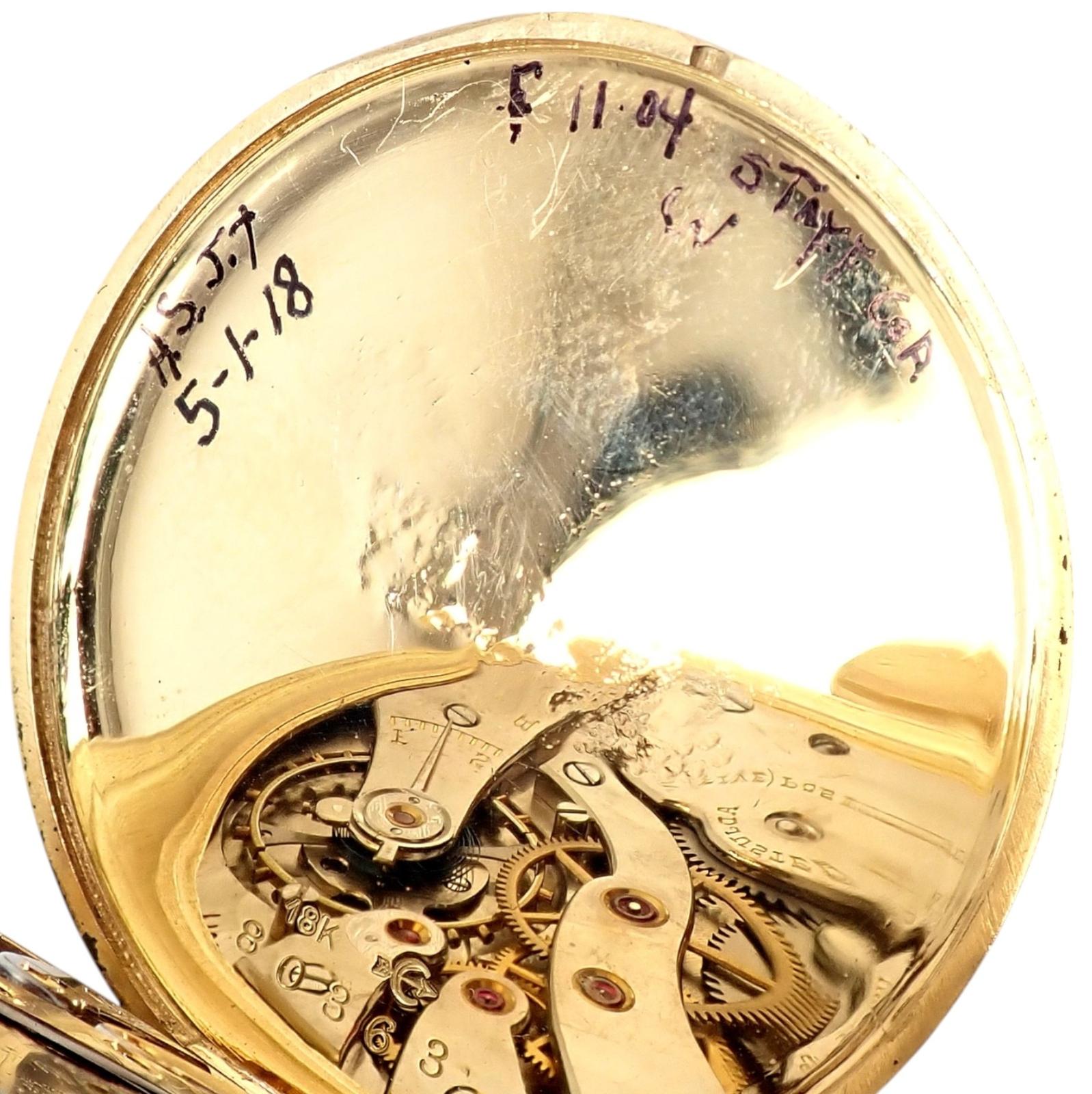 Vintage IWC International Watch Co Cartier Thin Yellow Gold Pocket Watch For Sale 1