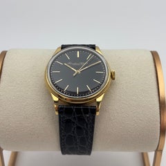 Vintage IWC Schaffhausen 18K Yellow Gold Dress Watch Gilt Black Dial -Circa 1958