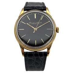 Vintage IWC Schaffhausen 18K Yellow Gold Dress Watch Gilt Black Dial -Circa 1958