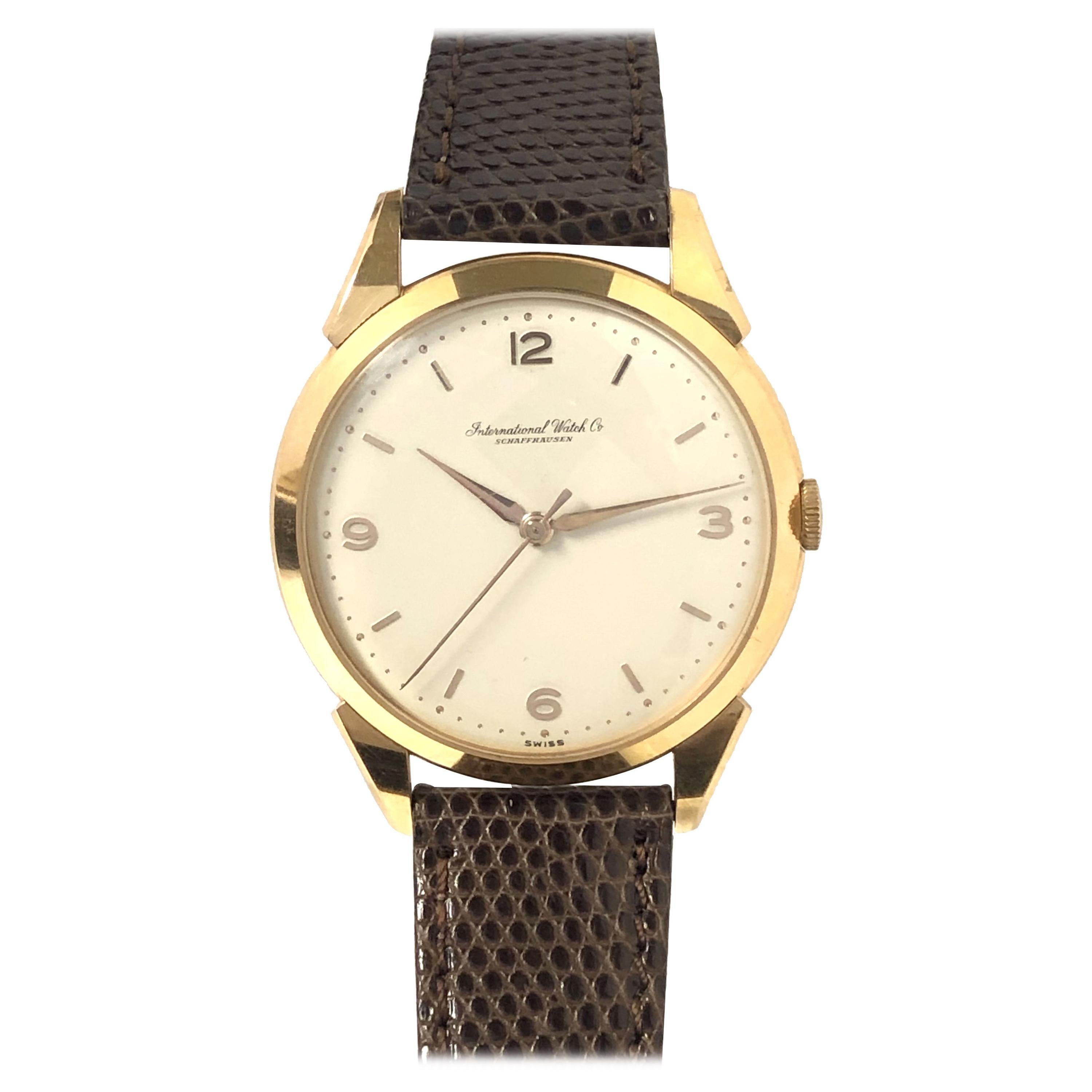 Vintage IWC Schaffhausen Yellow Gold Large Mechanical Wrist Watch