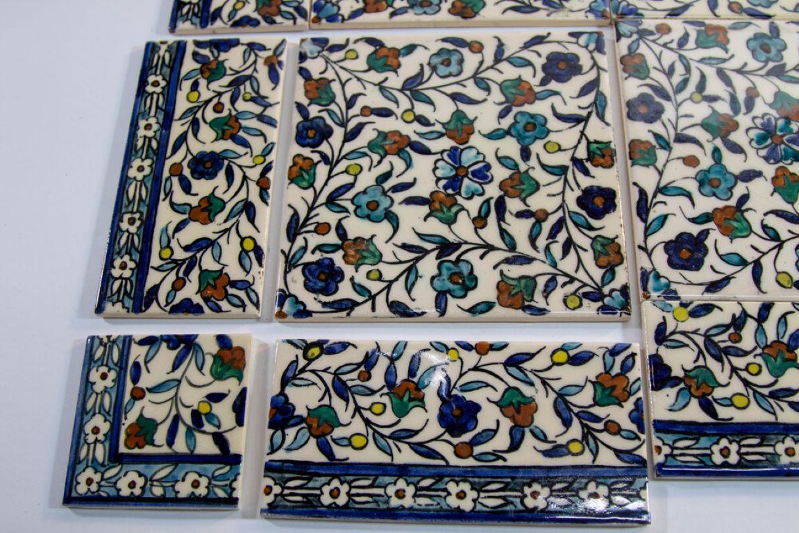 20th Century Vintage Iznik Islamic Porcelain Tiles Hand painted Set of 35 Tiles