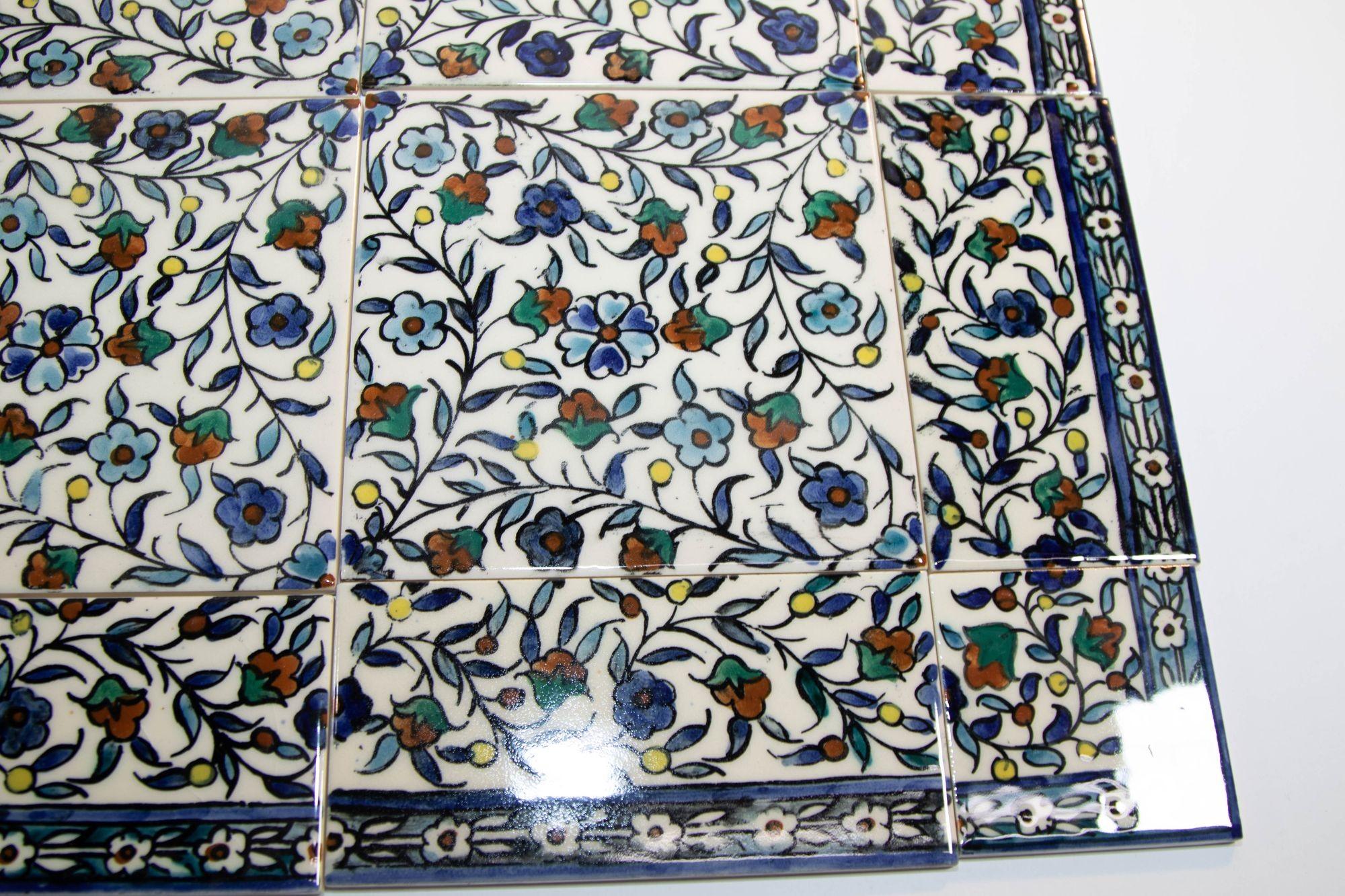 Vintage Iznik Islamic Porcelain Tiles Hand painted Set of 35 Tiles 1