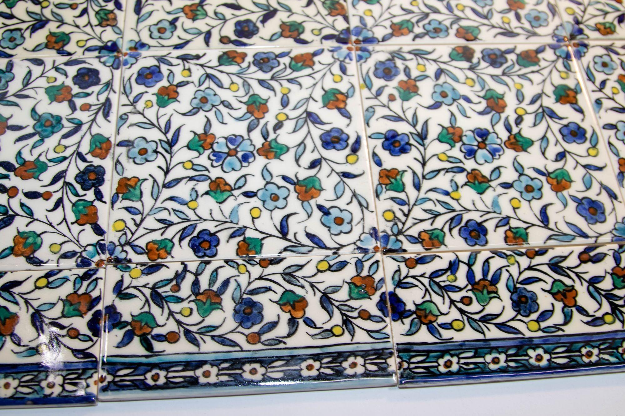Vintage Iznik Islamic Porcelain Tiles Hand painted Set of 35 Tiles 2