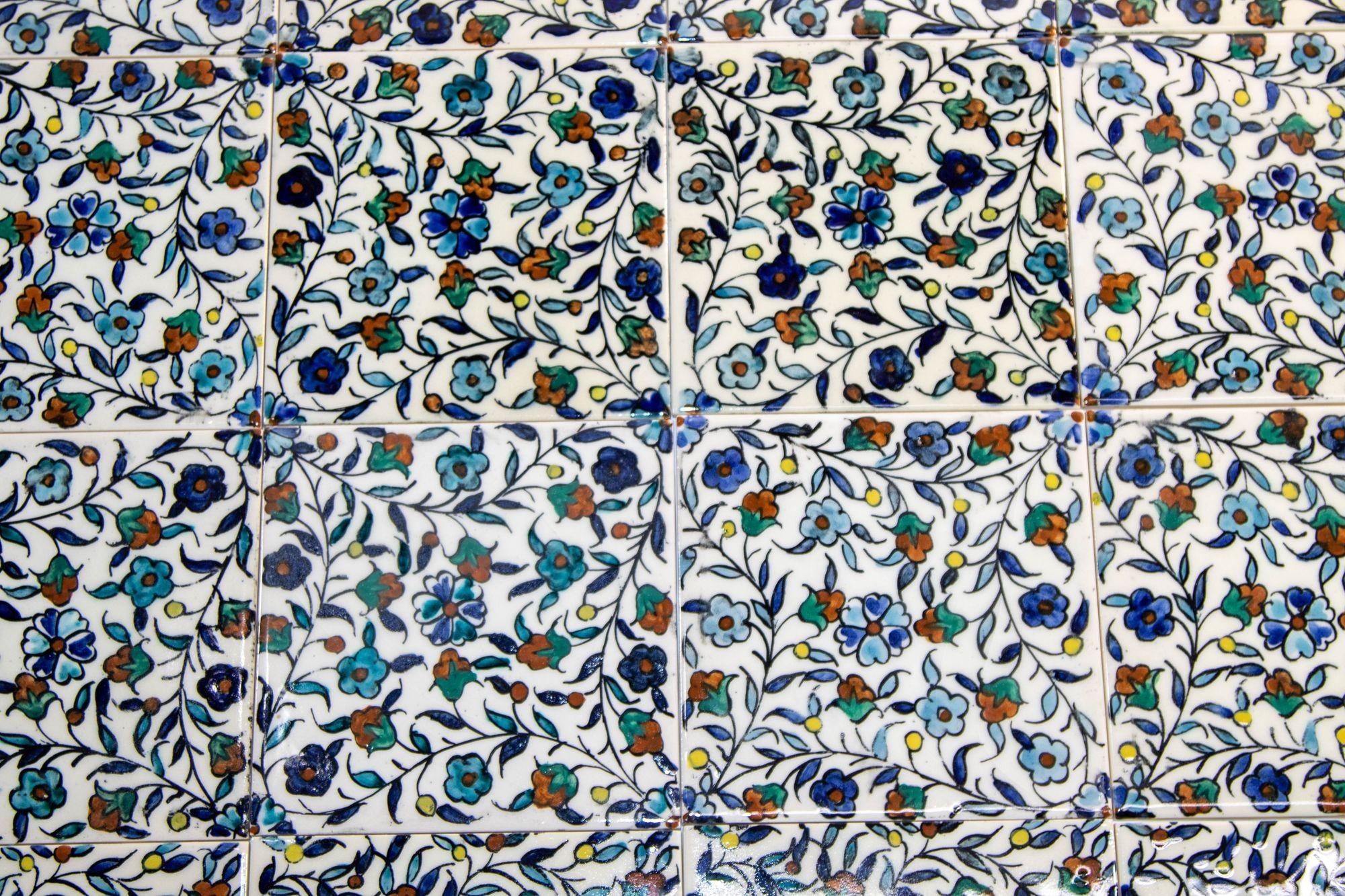 Vintage Iznik Islamic Porcelain Tiles Hand painted Set of 35 Tiles 3