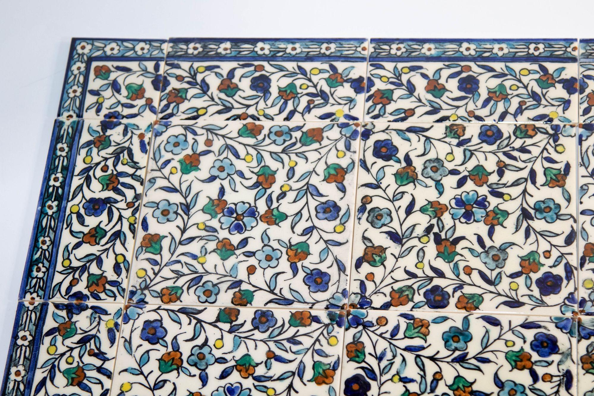 Vintage Iznik Islamic Porcelain Tiles Hand painted Set of 35 Tiles 4
