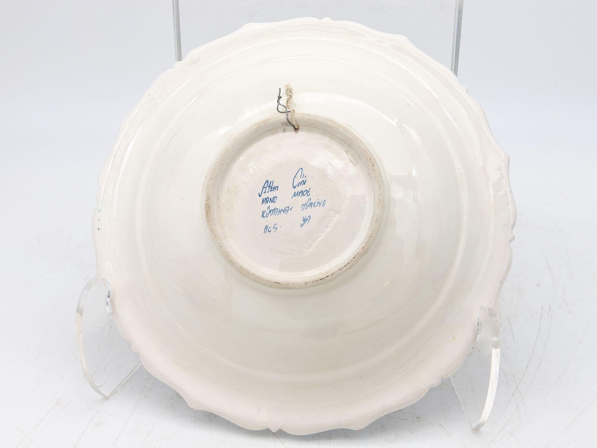 Vintage Iznik Plate in Turquoise, Blue, Cream, Early 20th C. Turkey For Sale 4