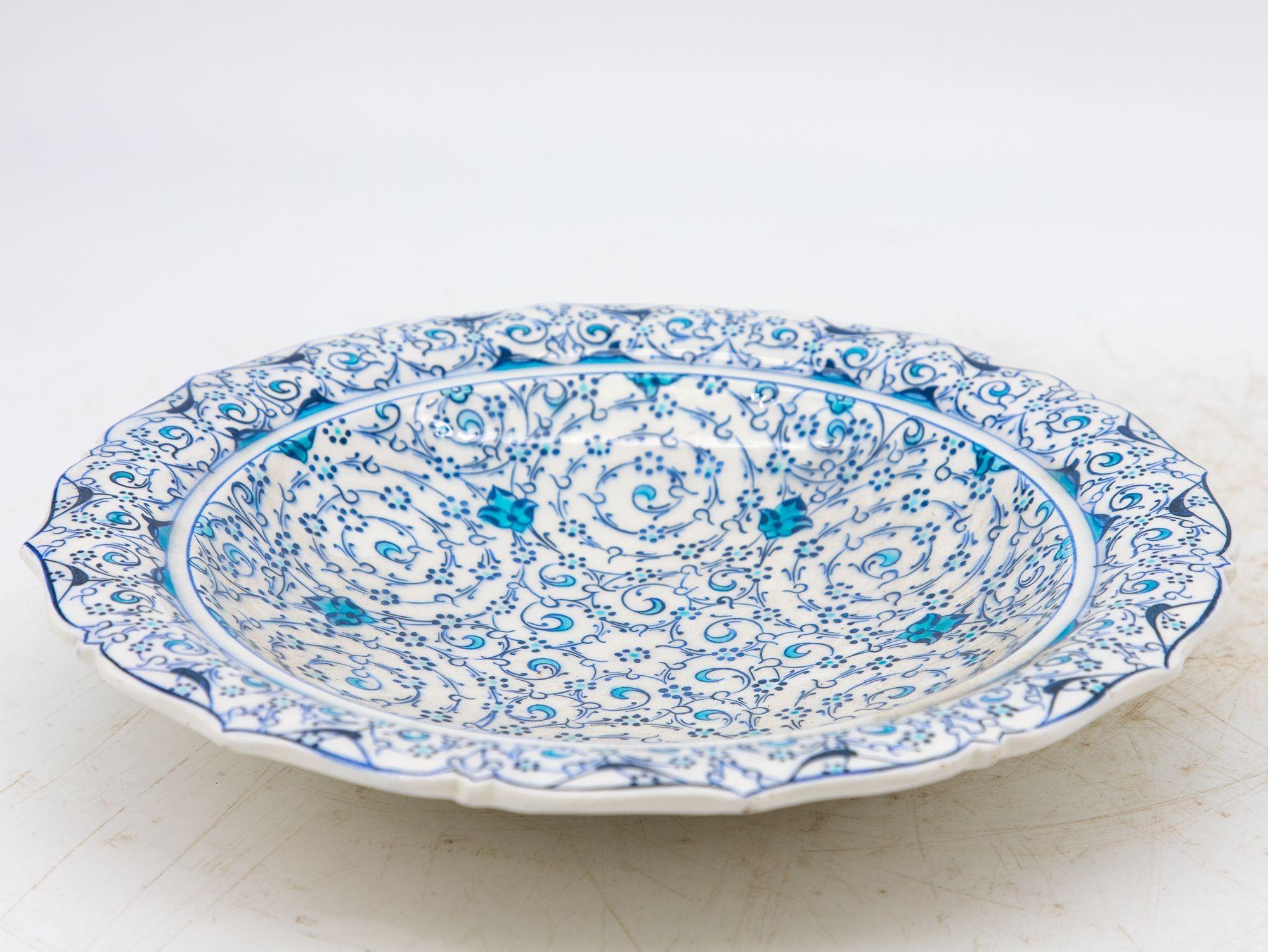 Turkish Vintage Iznik Plate in Turquoise, Blue, Cream, Early 20th C. Turkey For Sale