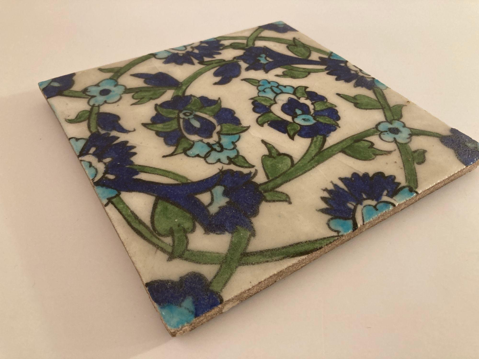 Hand-Crafted Vintage Iznik Topkapi Ceramic Tile Handcrafted in Turkey
