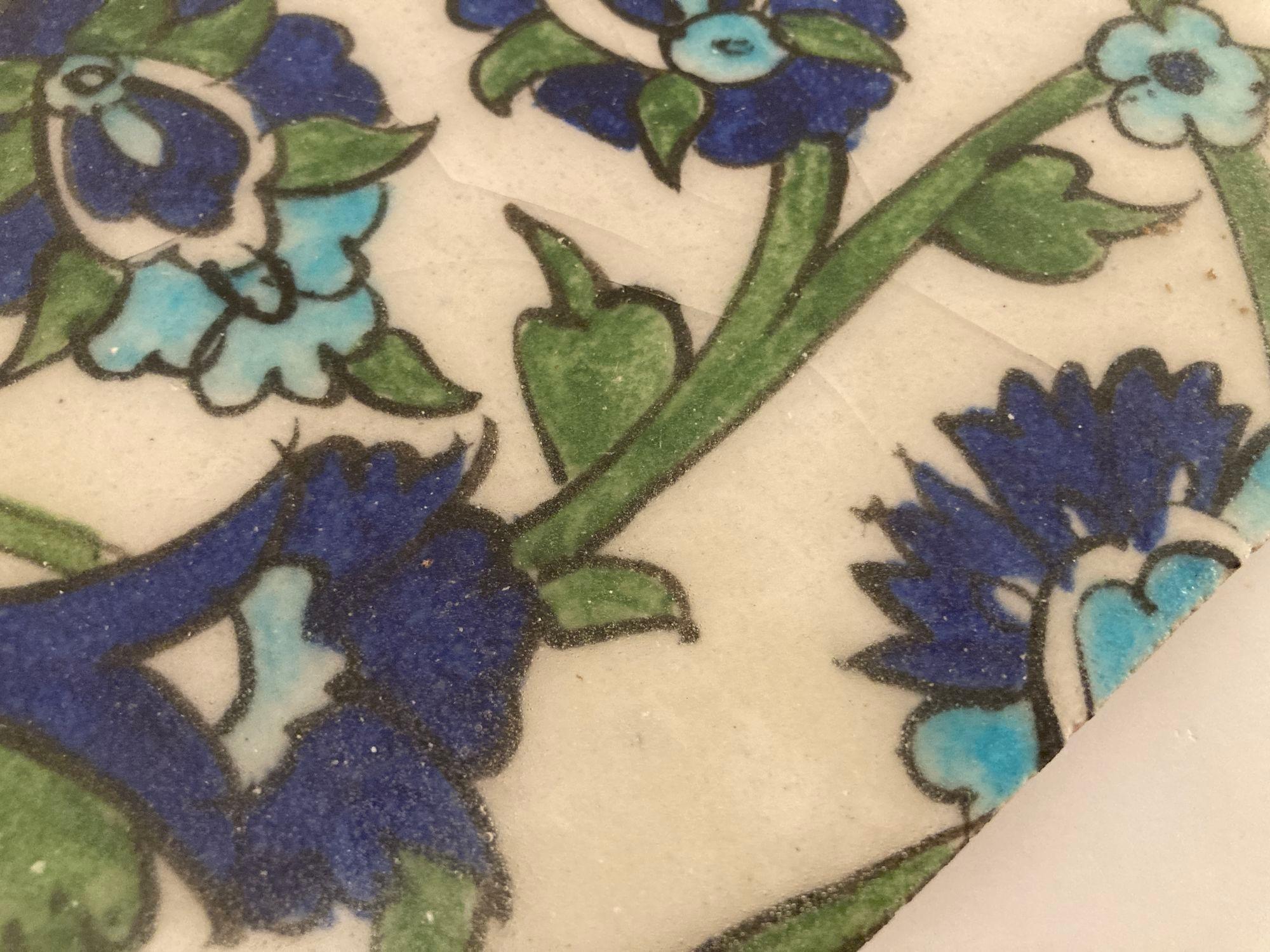 20th Century Vintage Iznik Topkapi Ceramic Tile Handcrafted in Turkey