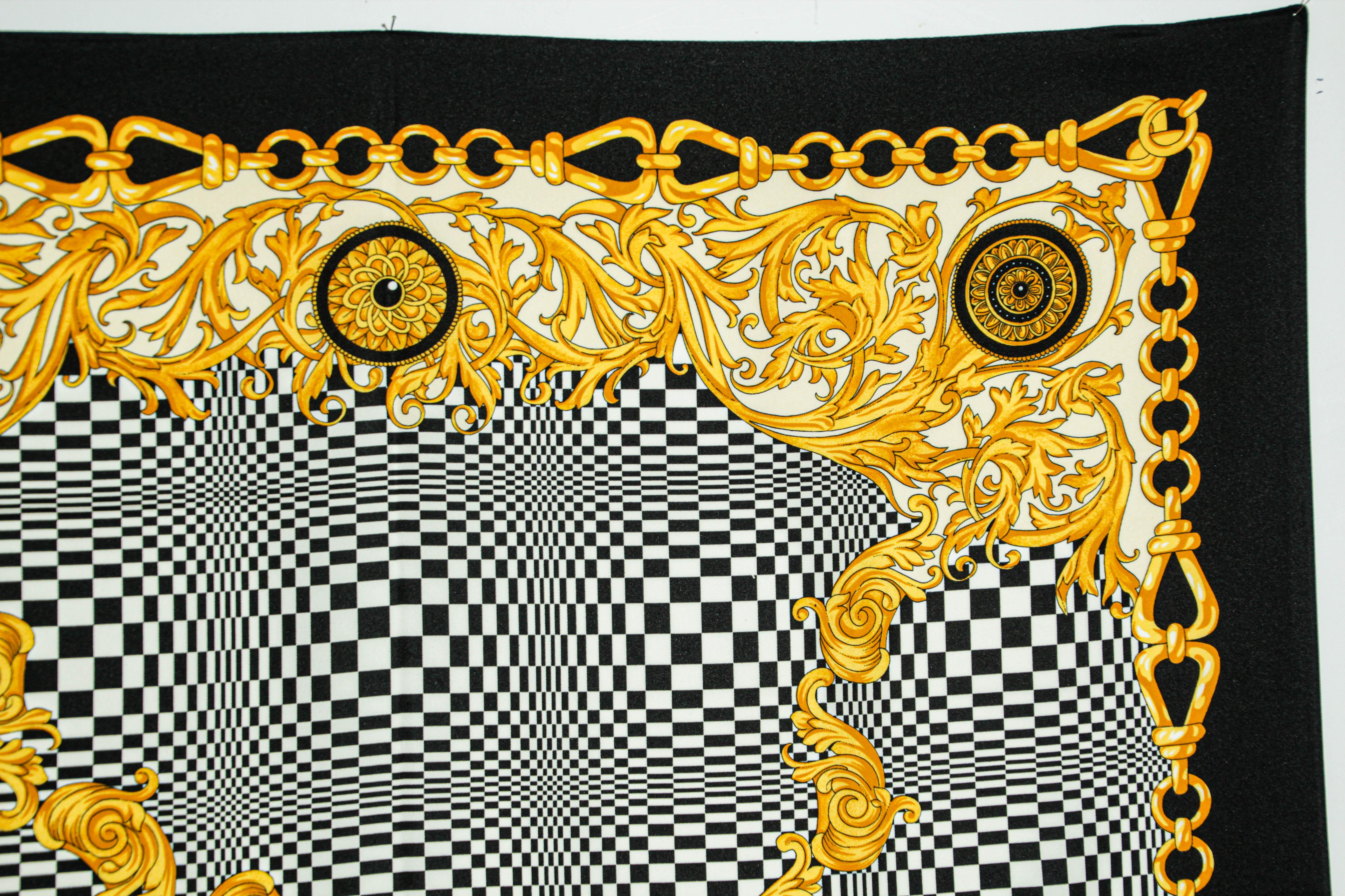 Vintage J. Mico Sancho Paris Scarf with Chain Motif Black & Gold 1980s For Sale 10