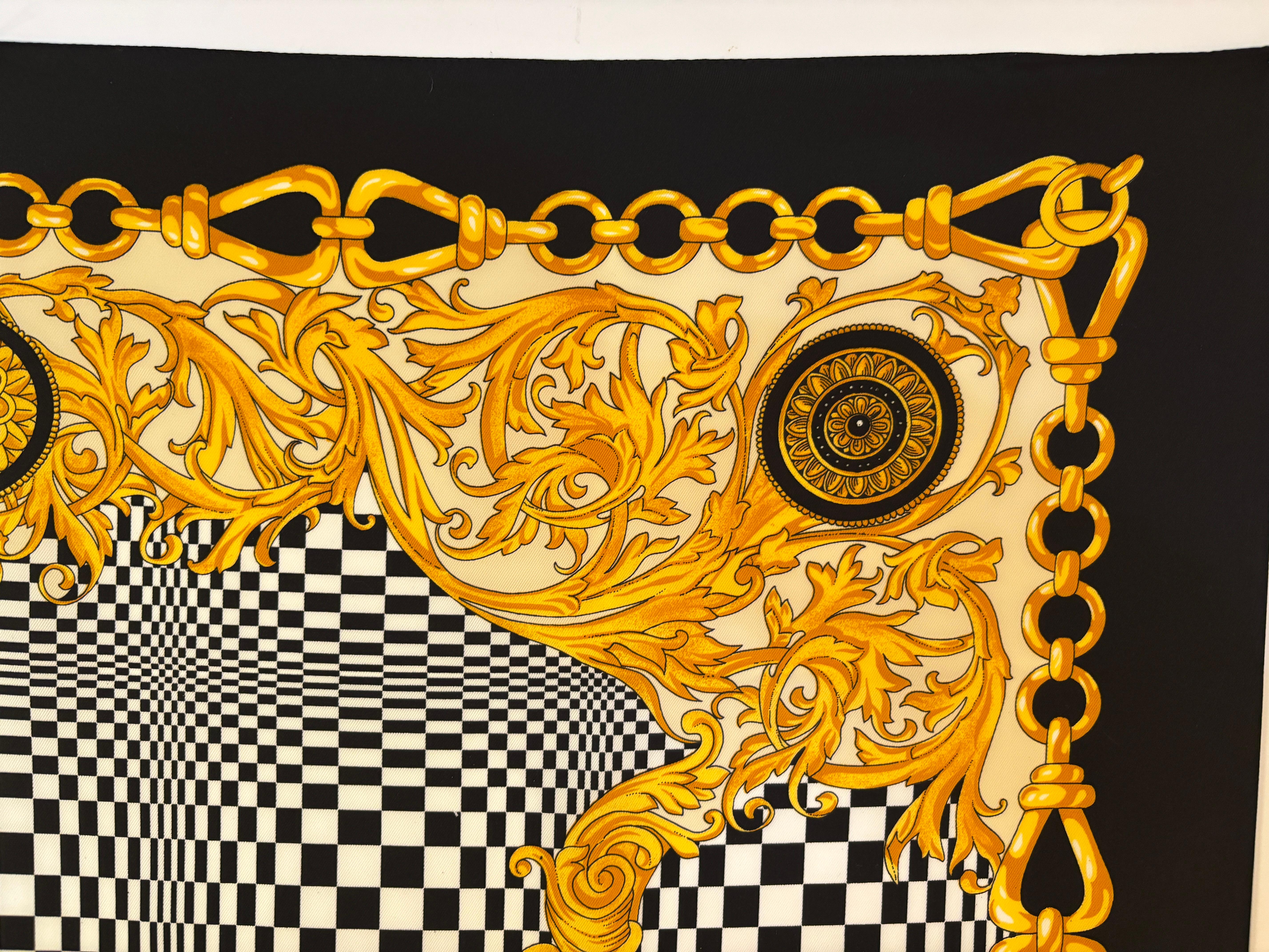 Vintage J. Mico Sancho Paris Scarf with Chain Motif Black & Gold 1980s For Sale 14
