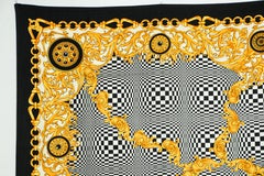 Vintage J. Mico Sancho Paris Scarf with Chain Motif Black & Gold 1980s