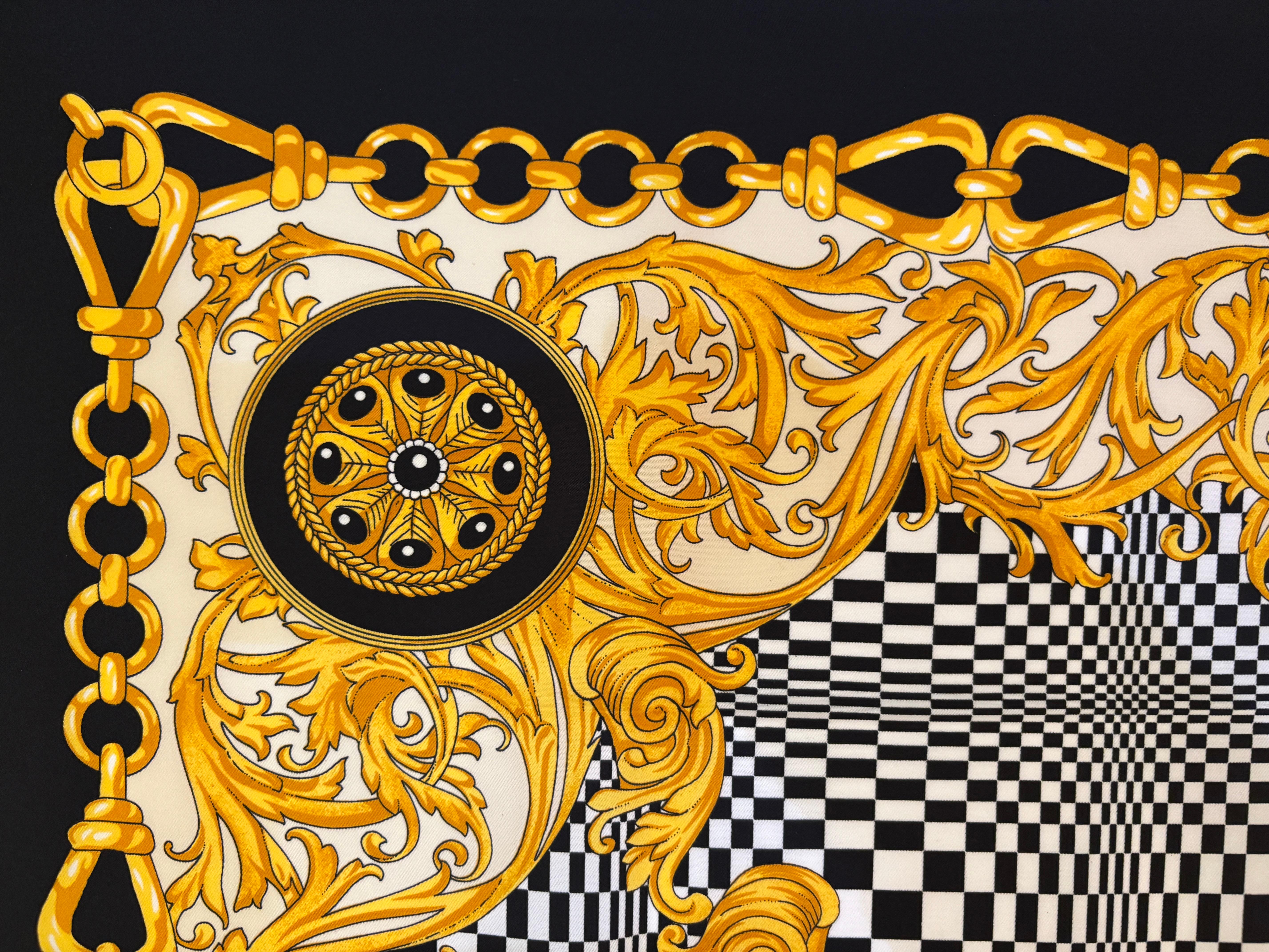 Vintage J. Mico Sancho Paris Scarf with Chain Motif Black & Gold 1980s For Sale 15