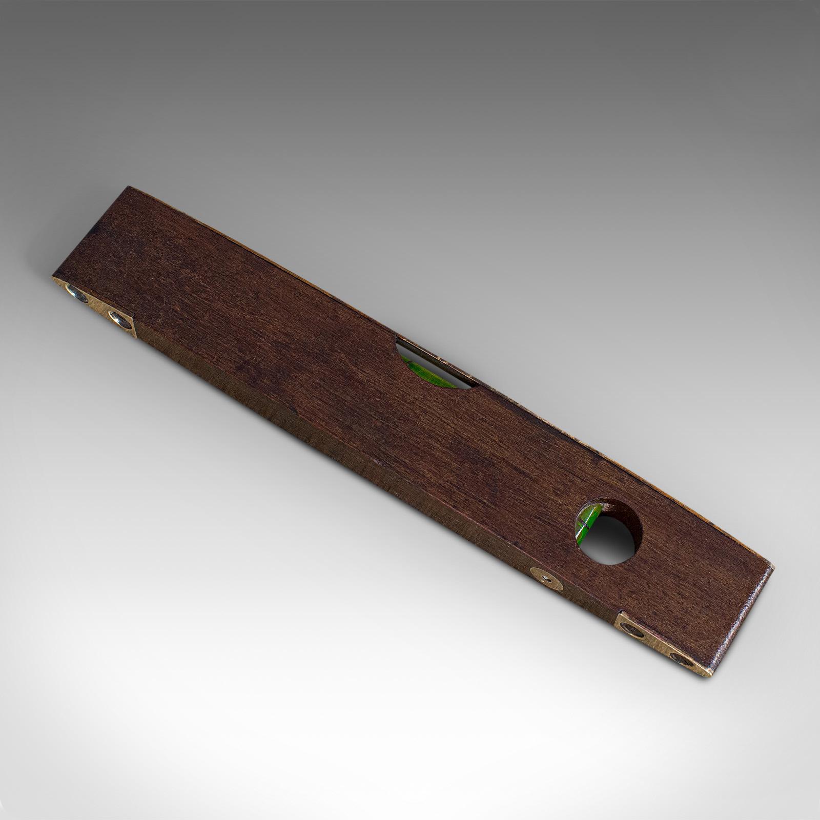 Vintage J. Rabone Spirit Level, English, Rosewood, Brass, Torpedo, circa 1950 In Good Condition In Hele, Devon, GB