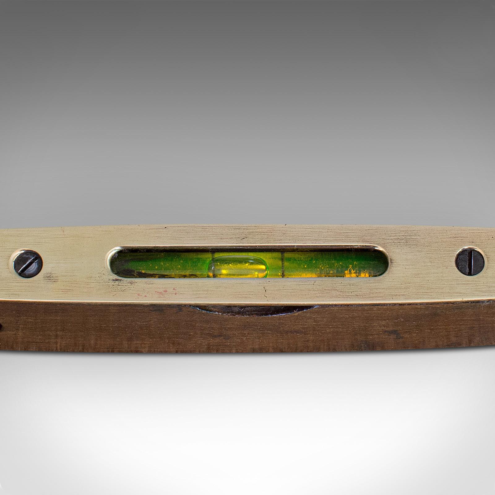 20th Century Vintage J. Rabone Spirit Level, English, Rosewood, Brass, Torpedo, circa 1950