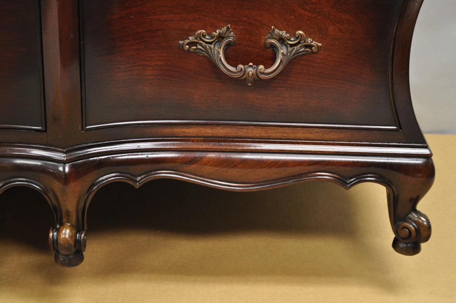 20th Century Vintage J. Zonan French Regency Mahogany Marble Top 12 Drawer Triple Dresser For Sale