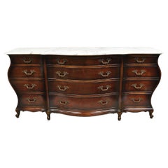Vintage J. Zonan French Regency Mahogany Marble Top 12 Drawer Triple Dresser