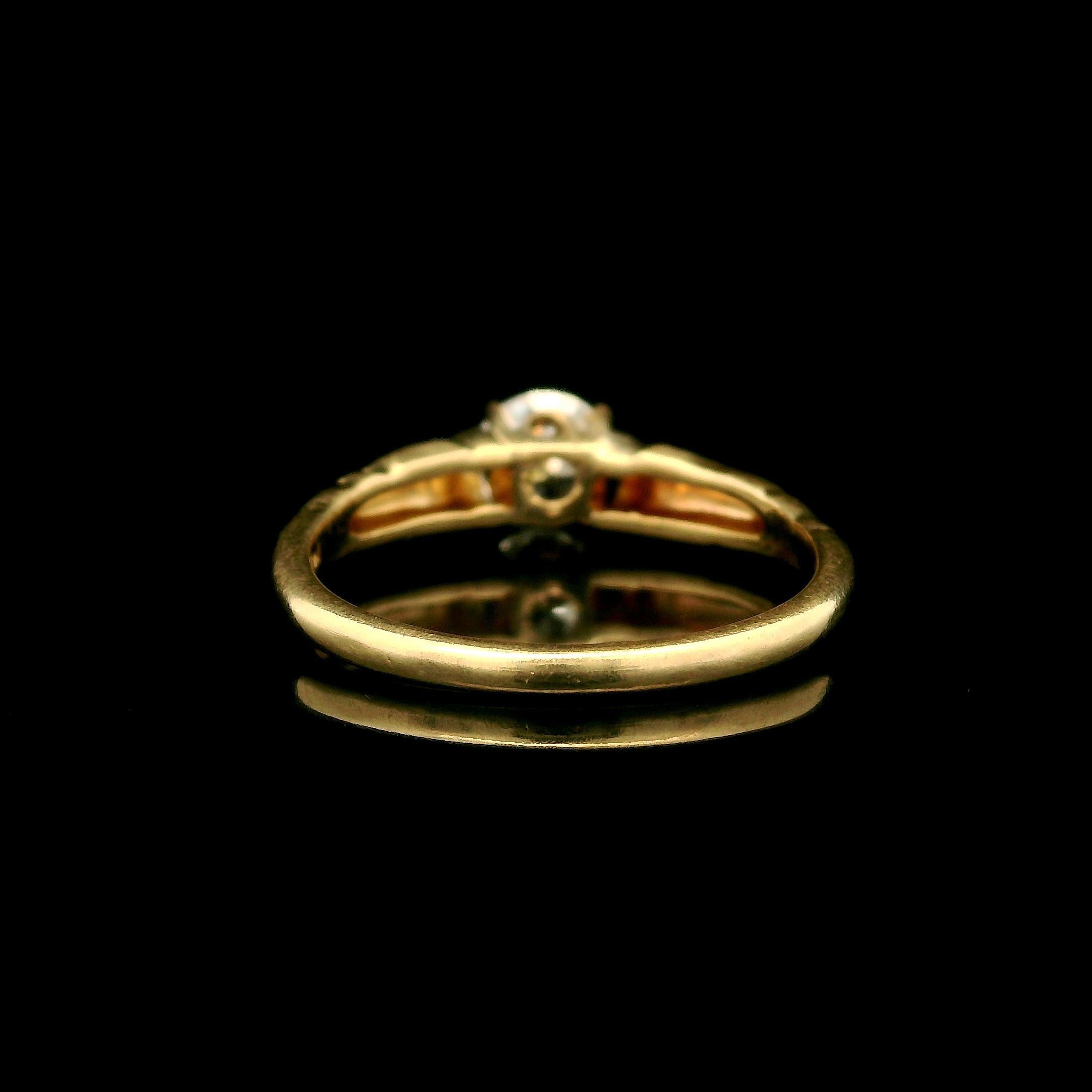 Vintage By Jabel 14k Gold .50ct Old European Diamond Solitaire Floral Ring en vente 4