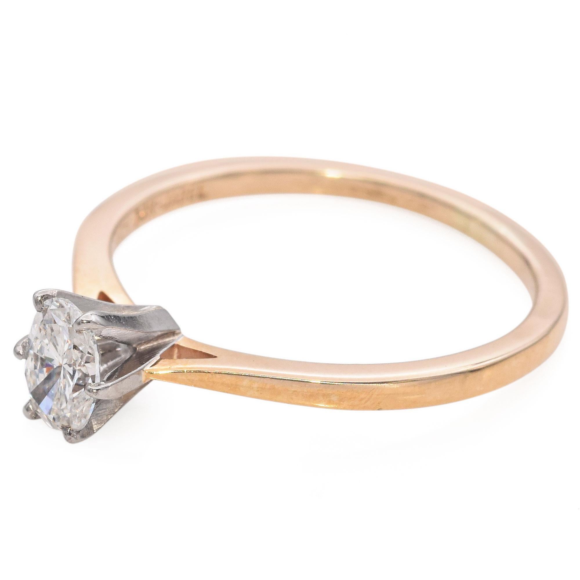 Anillo de diamantes solitario ovalado Vintage Jabel de oro amarillo de 14k .47ct en Bueno estado para la venta en New York, NY