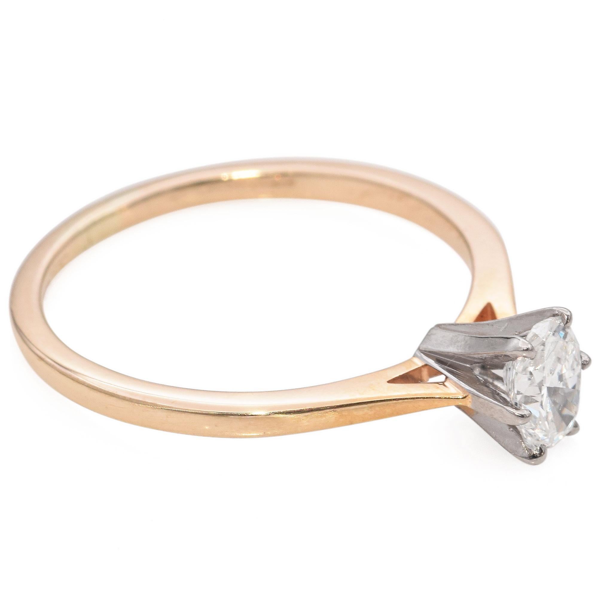 Anillo de diamantes solitario ovalado Vintage Jabel de oro amarillo de 14k .47ct en venta 1