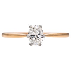 Vintage Jabel 14k Yellow Gold .47ct Oval Solitaire Diamond Ring
