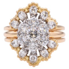 Vintage Jabel 18k Gold Diamant-Cluster-Ring mit Diamanten