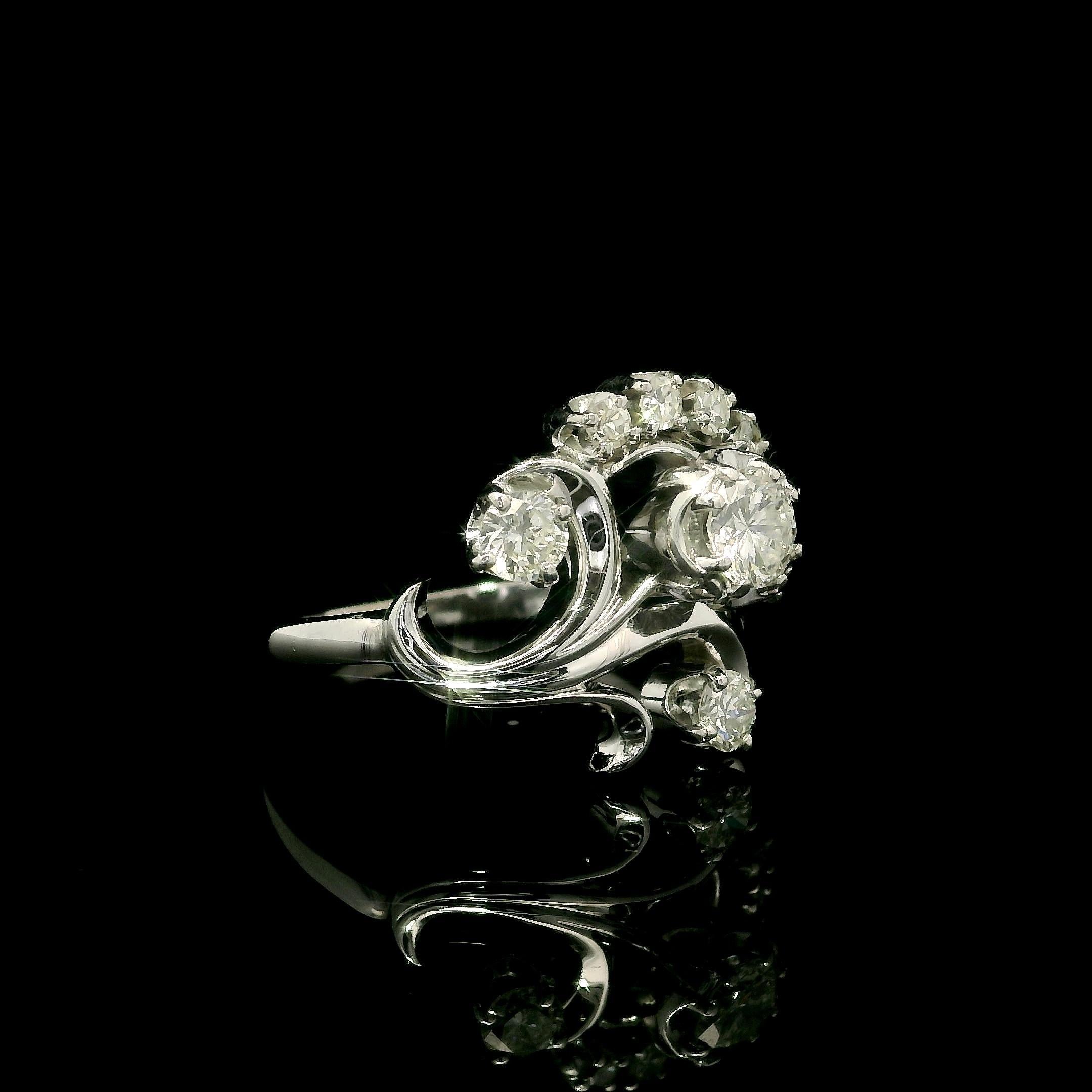 –Stone(s)–
(3) Natural Genuine Diamond - Old Round Cut - Prong Set - Nice Brilliant White Color - 0.60ct (approx.)
(6) Natural Genuine Diamonds - Old Single Cut - Prong Set - Nice Brilliant White Color - 0.15ctw (approx.)
Total Carat Weight: 0.75