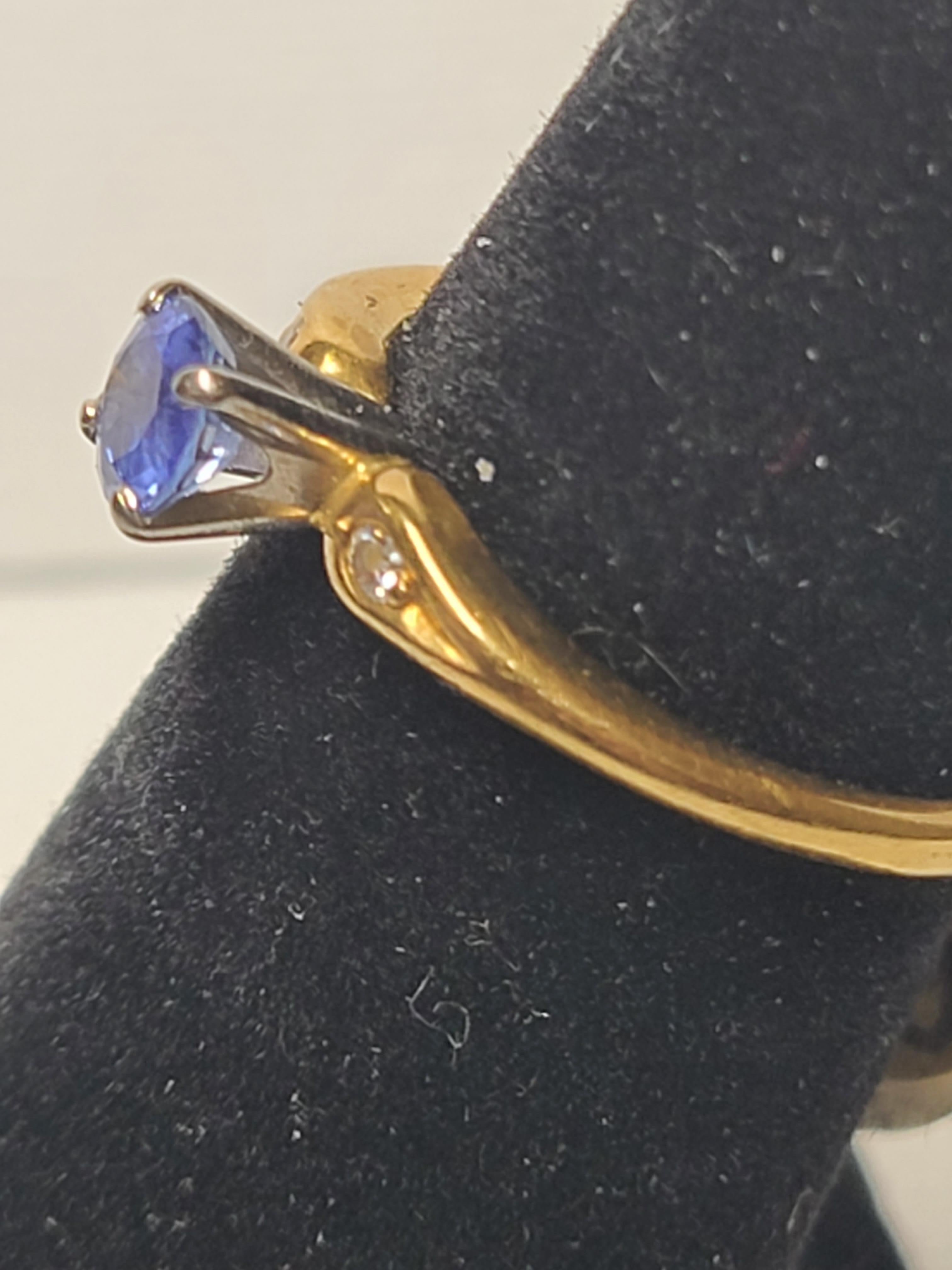 Contemporary Vintage Jabel 18k Yellow Gold Sapphire Ring with Diamond Accents