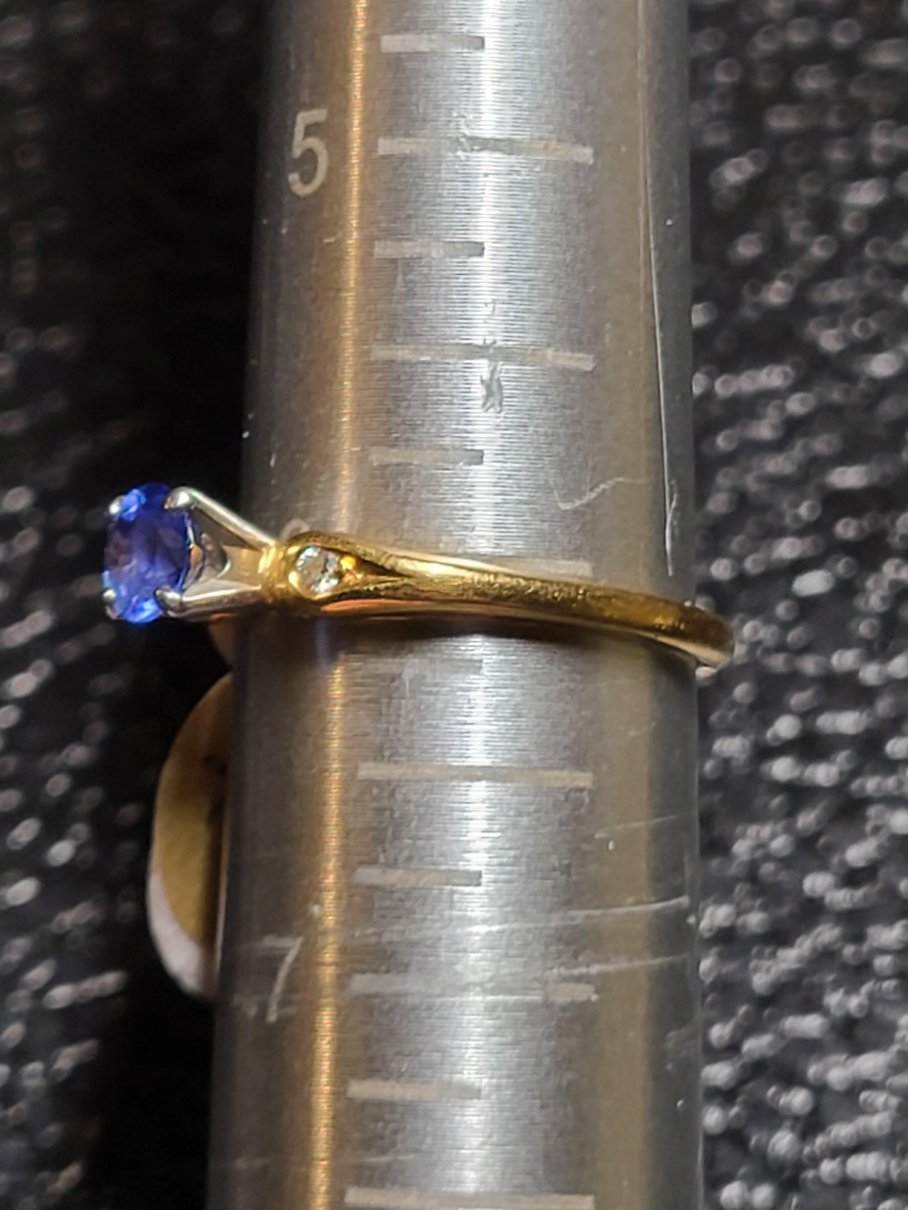 Women's Vintage Jabel 18k Yellow Gold Sapphire Ring with Diamond Accents