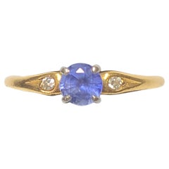 Vintage Jabel 18k Yellow Gold Sapphire Ring with Diamond Accents