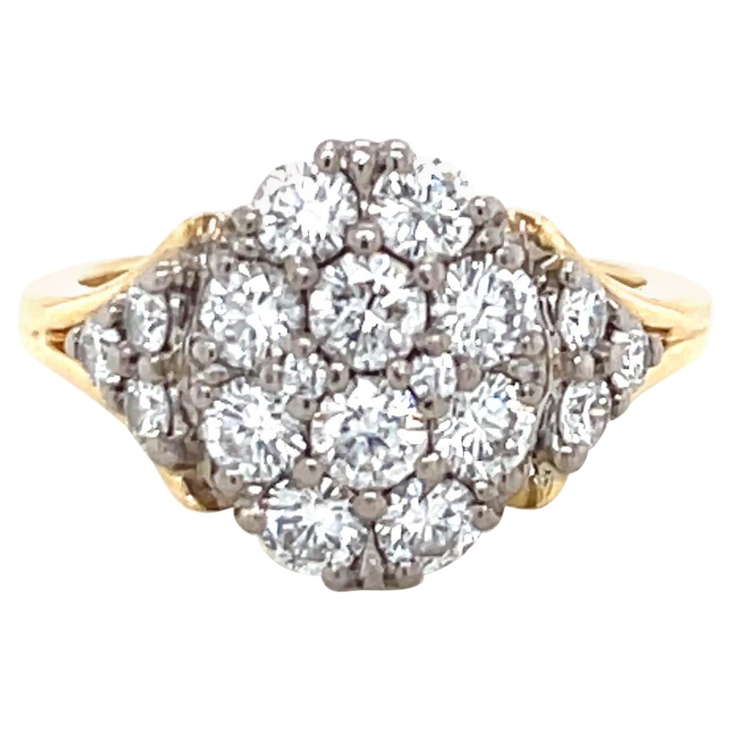 Vintage Jabel Diamond 18k Gold Cluster Ring
