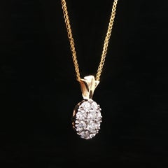 Vintage Jabel Yellow Gold Fiery 1.0ct Diamond Pineapple Cluster Pendant Necklace