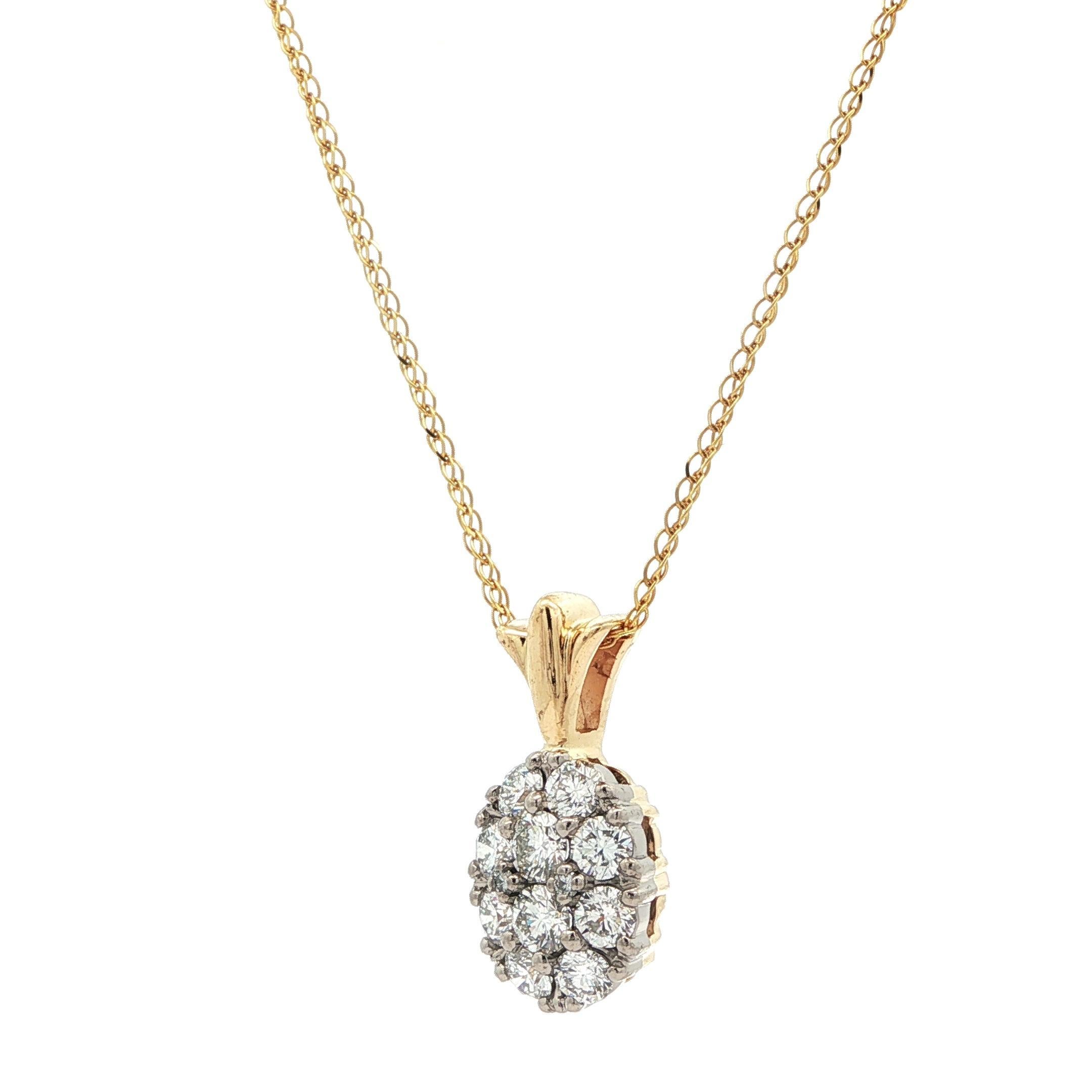 Vintage Jabel Gelbgold Fiery 1.0ct Diamond Pineapple Cluster Anhänger Halskette im Angebot 4