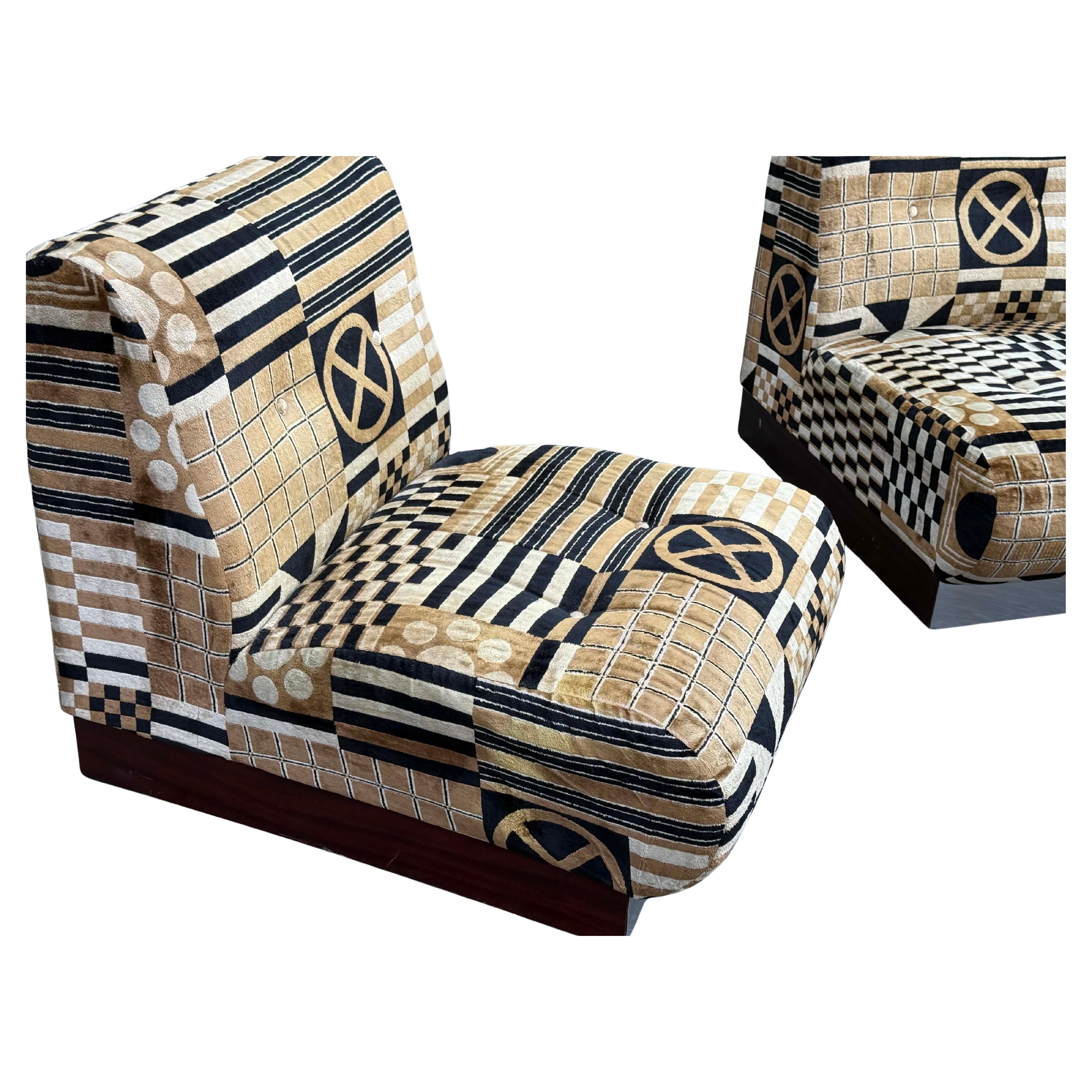 French Vintage Jack Lenor Larsen Lounge Chairs - Circa 1960s