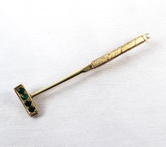Vintage Jack Vandell 14 Karat Gold & Emerald Polo Mallet Brooch or Pendant