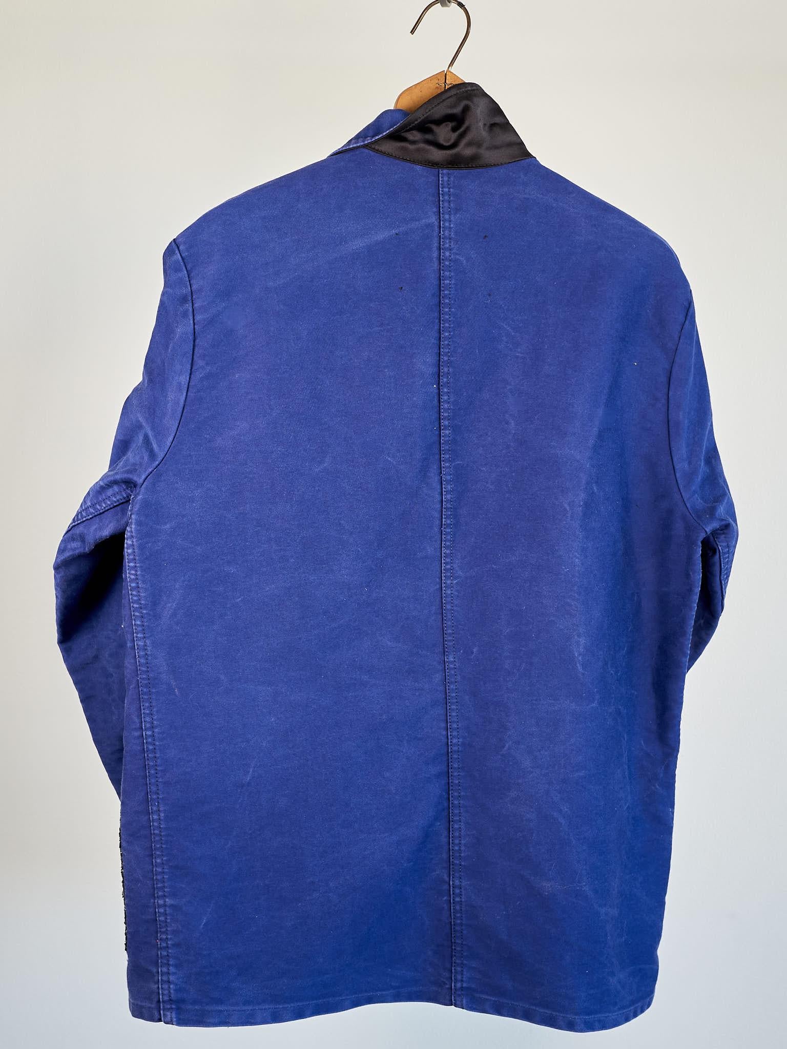 Vintage Jacket French Blue Work Silver Tweed Repurposed J Dauphin Large 3