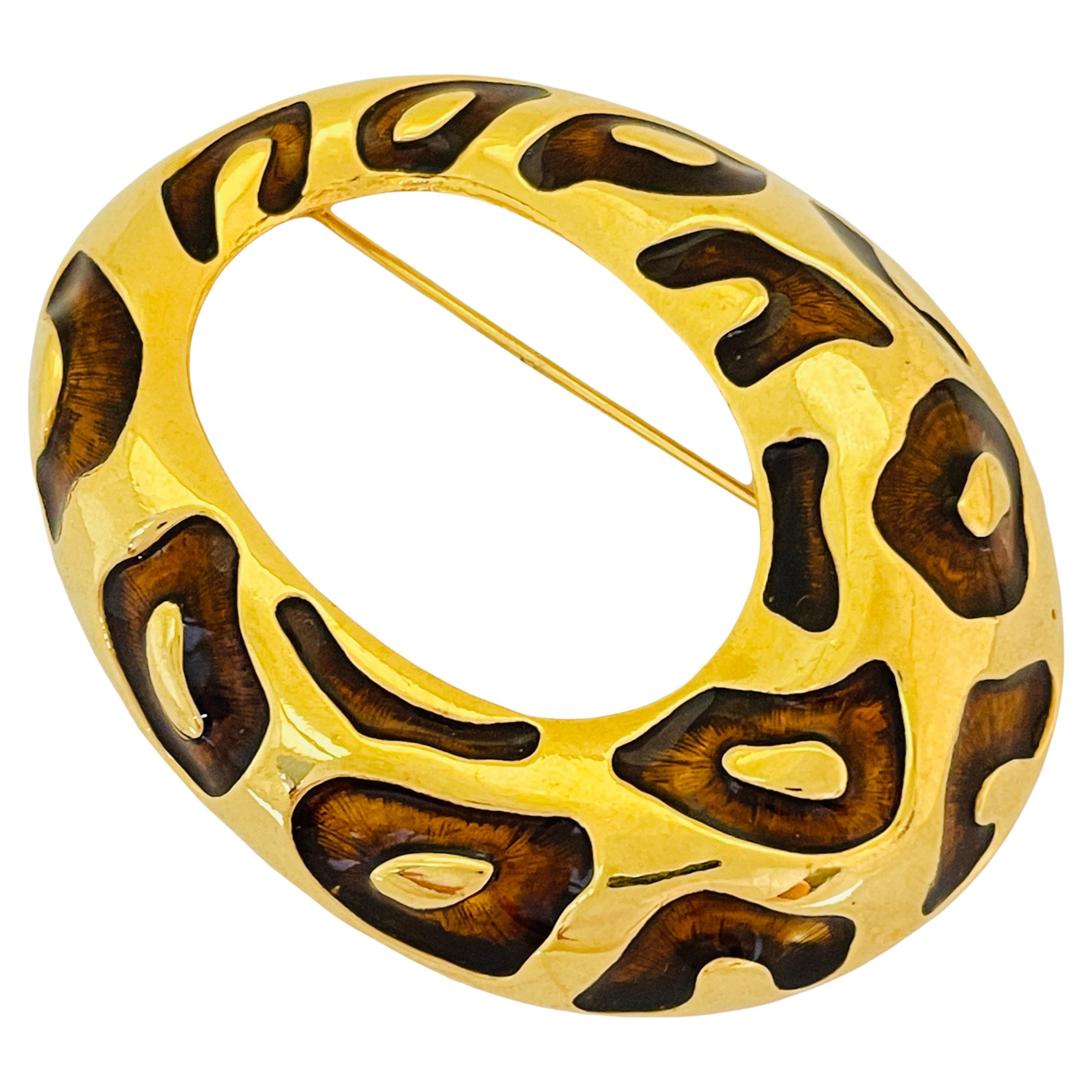 Spilla d'epoca JACKIE COLLINS, pantera smaltata d'oro, da passerella in vendita