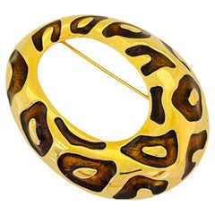 JACKIE COLLINS Broche vintage de créatrice de défilé panthère en émail doré