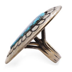 Vintage Jackson Sterling Silver Spiderweb Turquoise Statement Ring